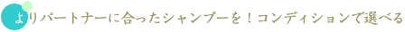 よりパートナーに合ったシャンプーを!コンディションで選べる。