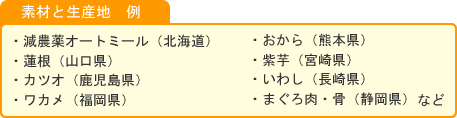 素材と生産地の例