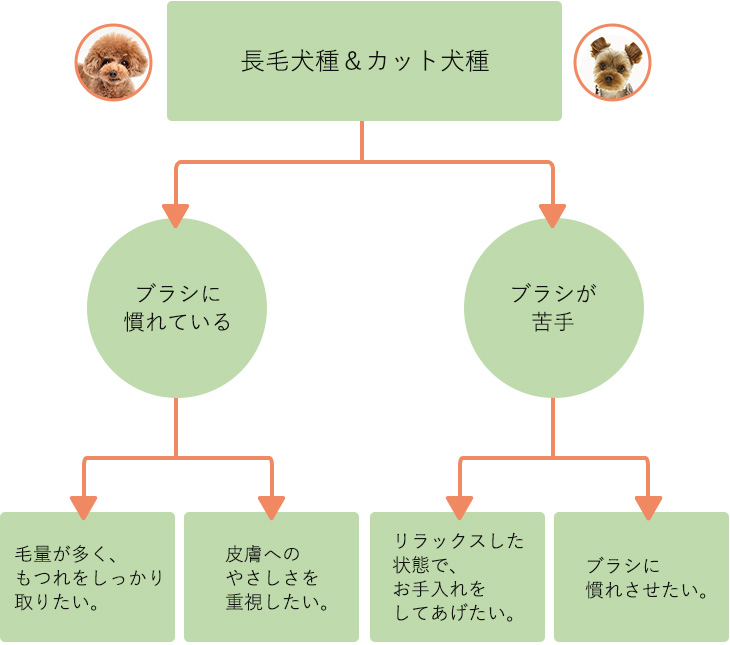 長毛種用ブラシの選び方