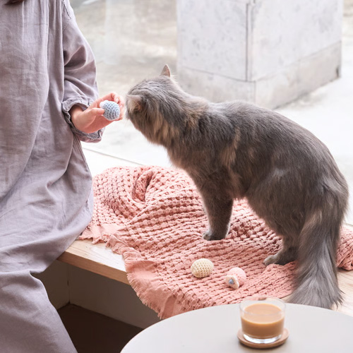 Quilt　お花の編みボール　またたび入り