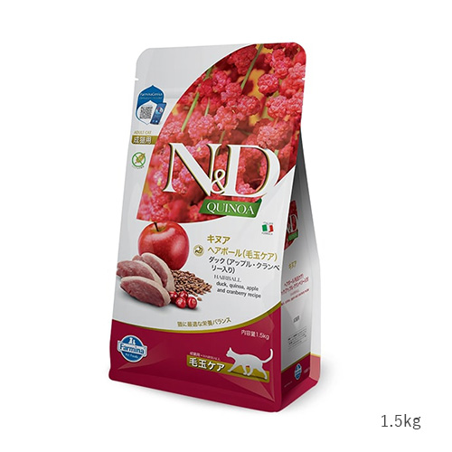 N&D ヘアボール（毛玉ケア）ダック（アップル・クランベリー入り）成猫用